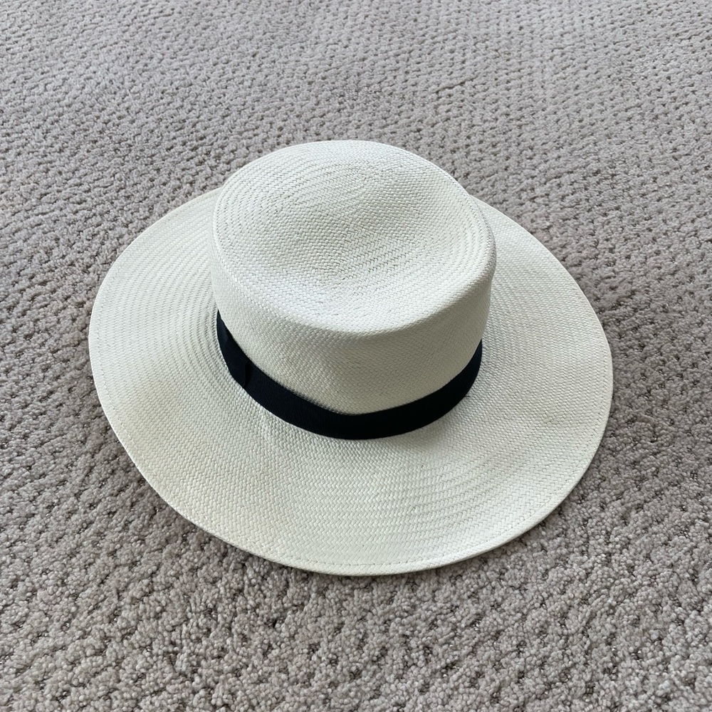 Max Mara Stylish Boater Hat with Black Band